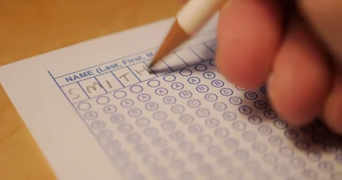 Closeup View of Scantron Test Paper Stock Footage 107949131