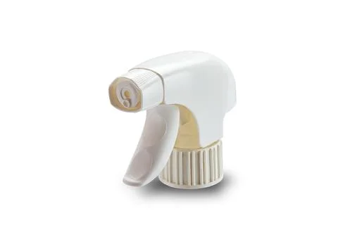 Closeup view of single white plastic spray head or spray nozzle.. Stock Photos
