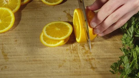 Closeup view of sliced oranges Stock Footage 80132235