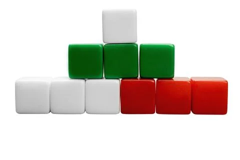 Closeup view of small cubes with up and down stairs pattern Foto stock