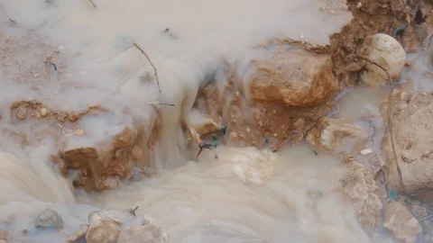 Closeup view on a small waterfall in the desert Stock Footage 115906331