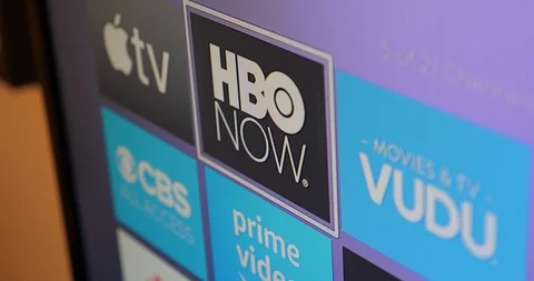 Closeup View of Smart Television Streaming App Icons Stock Footage 123651878