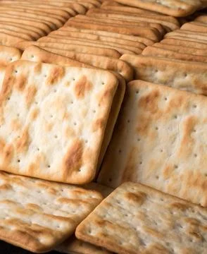 Closeup view of square shape biscuits Stock Photos