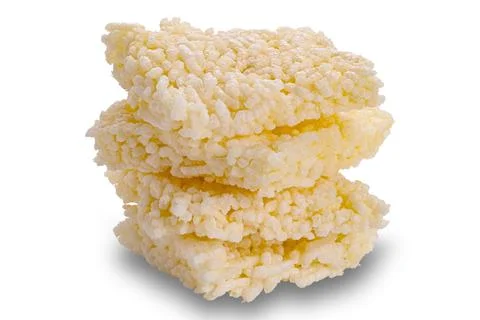 Closeup view stack of crispy homemade rice crackers. Stock Photos