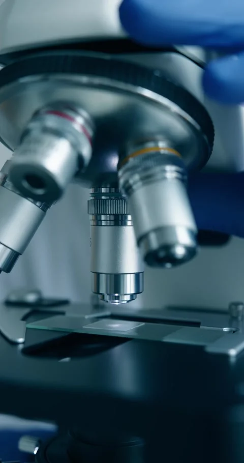 CloseUp View of a StateoftheArt Modern Laboratory Microscope Stock Footage 300468771