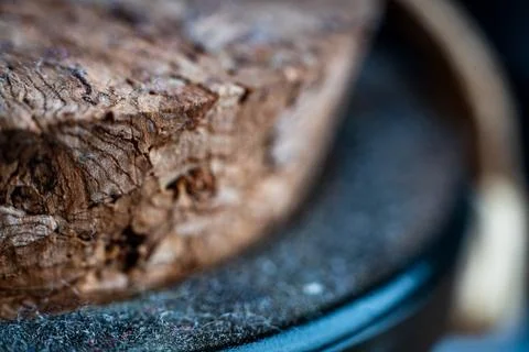 Closeup view of textured nature elements showcasing greens and browns in an 스톡 사진