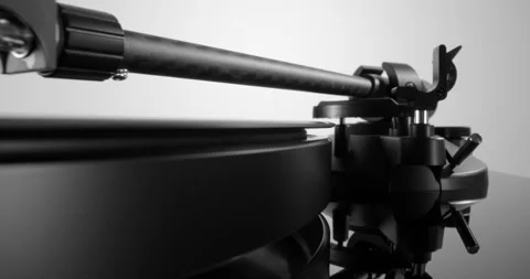 Closeup view of tonearm on vinyl record 動画素材 155858091
