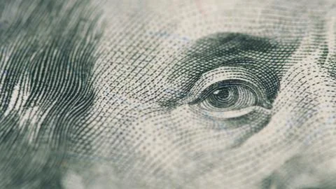 A closeup view of U.S. Currency featuring a Central Reserve Indication in detail Stock Photos