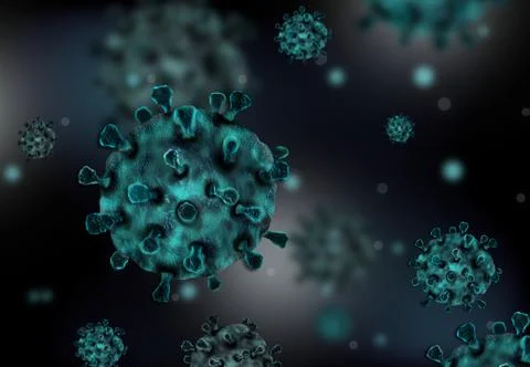 Closeup view of virus under microscope. Illustration Stock Illustration