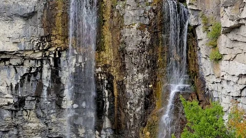 Closeup view of waterfalls in natural landscape Stock Footage 70409980