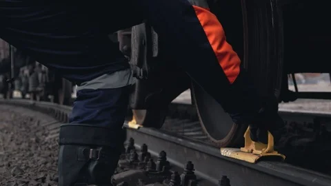 Closeup view of the wheels of a train Video stock 106490996