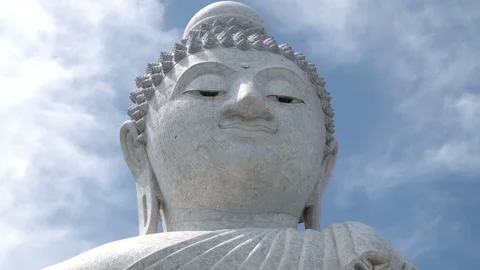 Closeup view of white big buddha monument Stock Footage 120068038