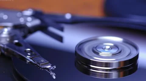 Closeup view of working hard disk drive. Stock Footage 21262318