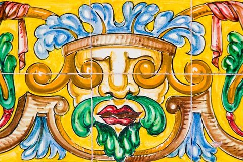 Closeup of a vintage pattern of tile in the wall Stock Photos