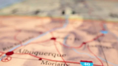 Closeup Of Vintage-style Map Showing Santa Fe, New Mexico With Nearby Cities Stock Footage 307403855