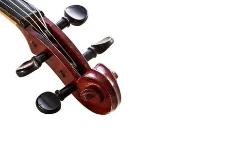 Closeup violin head on white background Foto stock