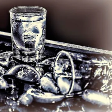 Closeup vodka , Gin, tonic, tequila 写真素材