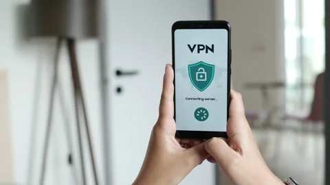 CloseUp of VPN. Turning On Virtual Private Network on the Smartphone. IP Data Stock Footage 194800609