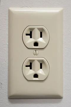Closeup-of-a-wall-outlet Stock-Fotos