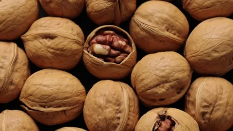 Closeup of walnut nut food, walnuts Video stock 286782285