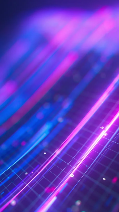 Closeup of warped neon line flow carrying big data at light speed. Digital data Stock Footage 347318073