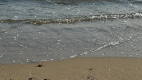 Closeup of water on the beach in summer Stock Footage 119358256