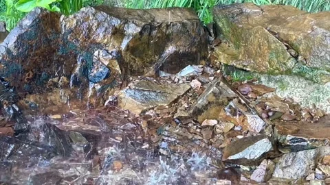 Closeup of water dripping on rocks 動画素材 201838373