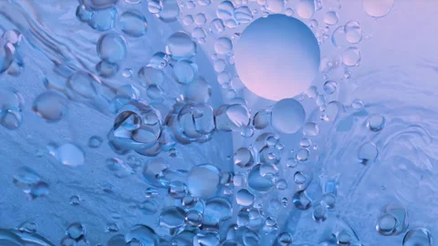 CloseUp of Water Droplets on a Blue Surface, Capturing Natures Essence and Video stock 305843726