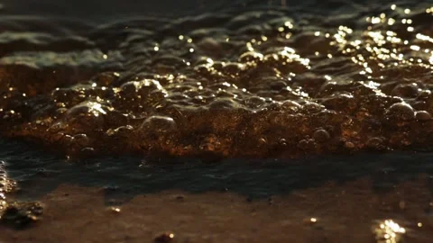 Closeup of water on shore Stock Footage 166142515