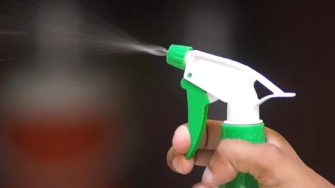 Closeup Of Water Spraying Bottle Shoots - Cleaning Concept Stock Footage 285437195