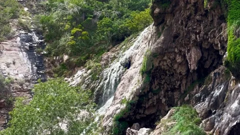 Closeup of waterfall during bright, sunny conditions. Stock Footage 214392489