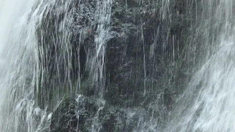 Closeup of a waterfall flowing over mossy stones, Josefsthaler Wasserfälle 스톡 동영상 288142599