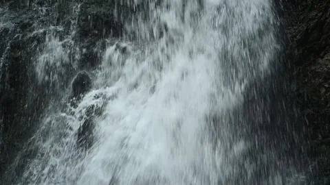 Closeup of a waterfall flowing over mossy stones, slow motion 스톡 동영상 288148929