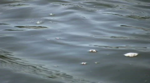 Closeup of water's surface rippling and reflecting sky (High Definition) Stock Footage 364904