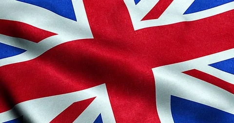 Closeup of waving flag of union jack, uk great britain england symbol Видео 70315724