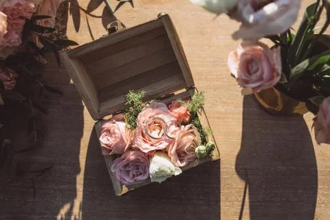 Closeup of wedding rings Stock Photos