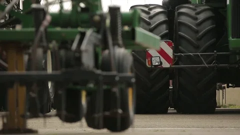 Closeup of a wheel of the harvester Stock Footage 73943184