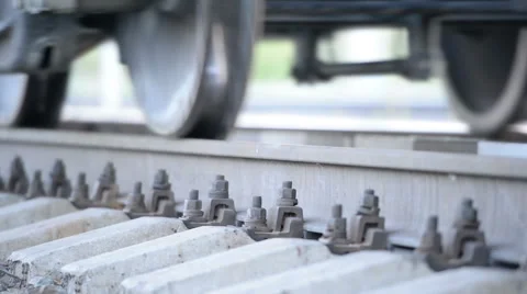 Closeup wheelset freight train Stock Footage 56657605