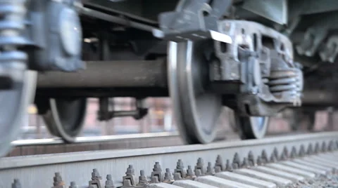 Closeup wheelset freight train Stock Footage 56657690