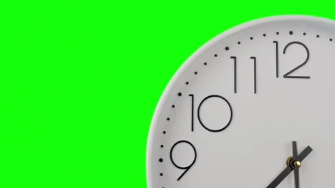 Closeup of White Clock Face in timelapse on green screen background copy sp.. Video stock 272760586