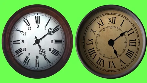 Closeup of White Clock Face in timelapse on green screen background copy sp.. Video stock 272760984