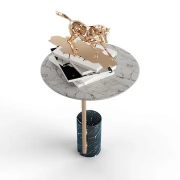 Closeup of a white marble table with the books on it Stock Illustration