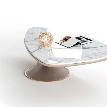 Closeup of a white marble table with a magazine on it Stock Illustration