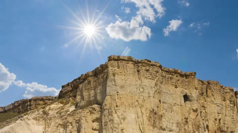 Closeup white rock  peak time lapse scene Stock Footage 166576873