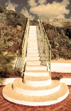 Closeup white staircase Stock Photos