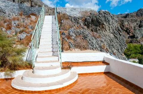 Closeup white staircase Stock Photos