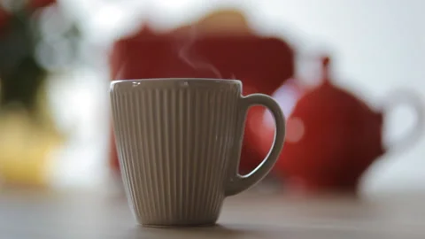 Closeup. White Steam Rises Light, Graceful Twists On A Sunlight Background. Video stock 100381249