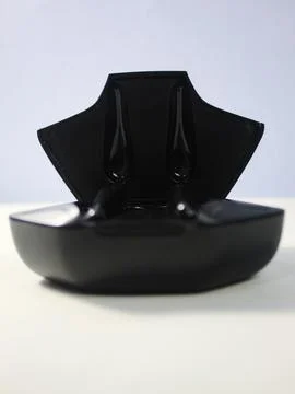Closeup white true wireless stereo earbuds in case isolated on black background. Stock Photos