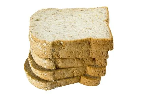 Closeup whole Grain Bread on white background with clipping path. Stock Photos