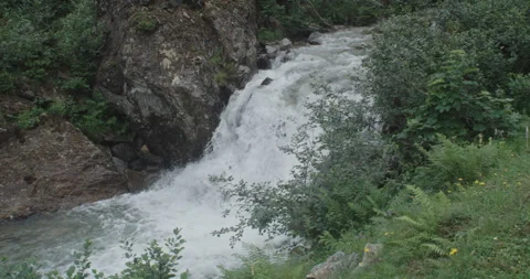 Closeup Of A Wild Waterfall In The Austrian Alps Video stock 229088630